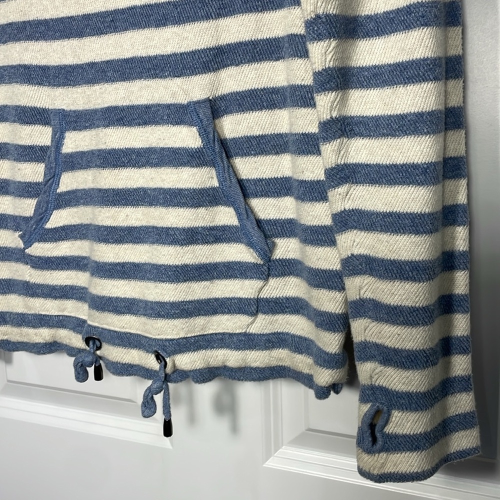 Margaret O’Leary Stripped Hoodie Size Small Thumb Holes Pocket Drawstring Bottom - Picture 5 of 12